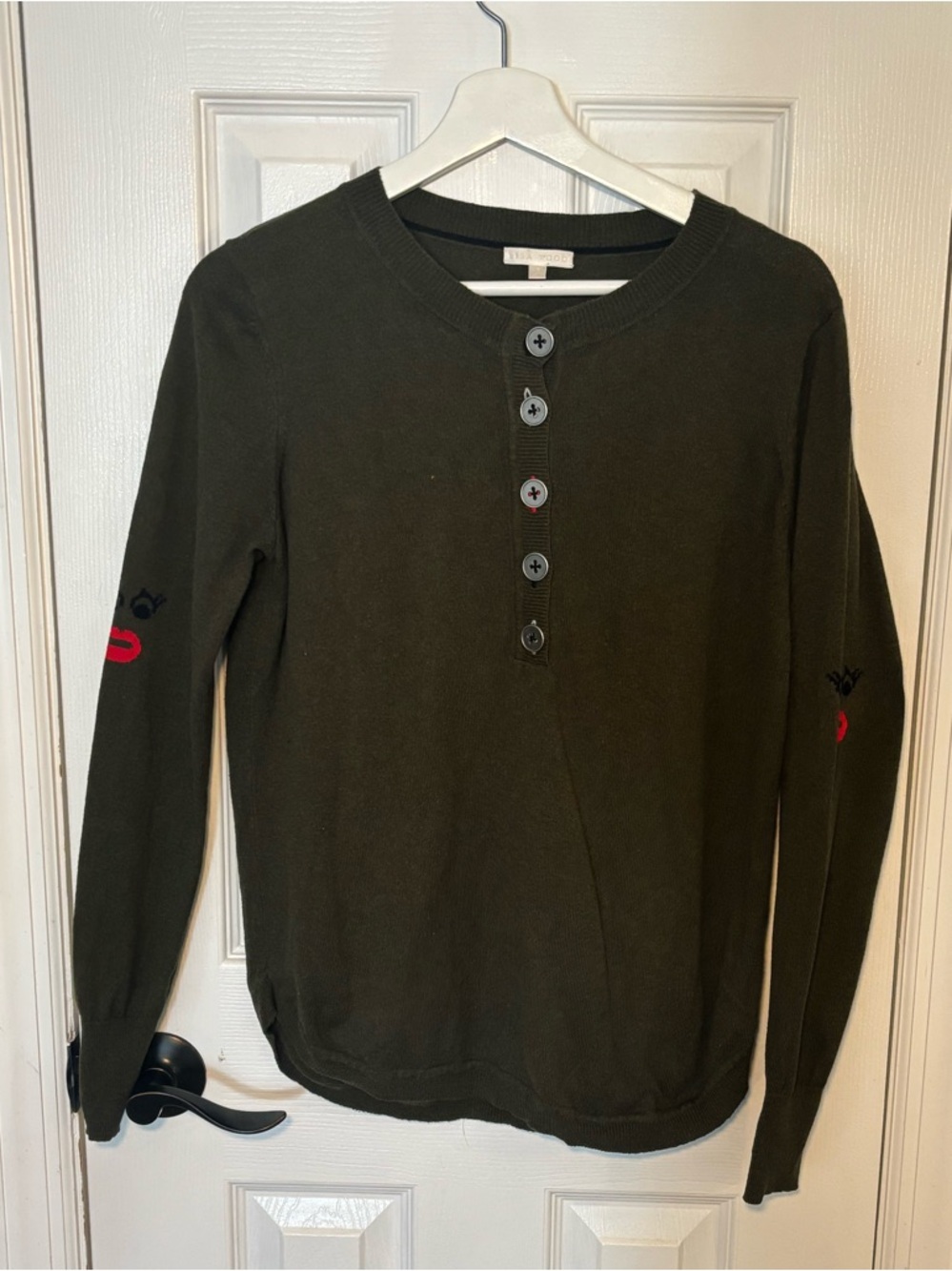 Lisa Todd Red Lipstick Elbow Face Sweater Size Small